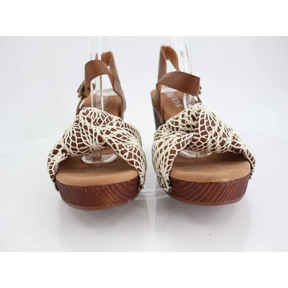Korks Kork Ease Natalia Women’s Slingback Sandals Platform Heel Crochet Size 10